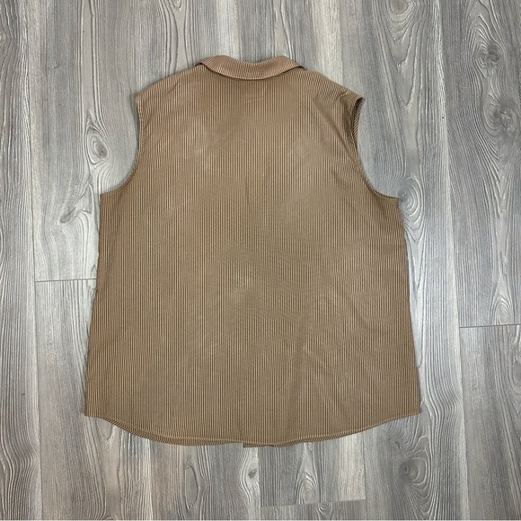 Company Collection Brown Striped Sleeveless Collared Button Top Size 12 - Picture 4 of 6